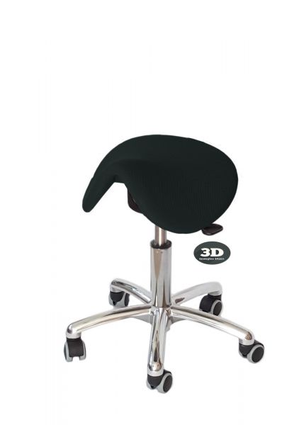 Sattelhocker SEAT Premium, Fußkreuz D=50 cm, Sitzhöhe 50-63cm, Sattel pendelnd, Bezug 3D-Stoff, schwarz